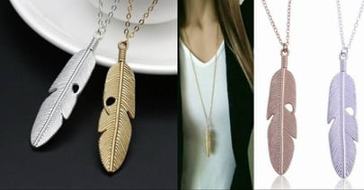 Feather Pendant Necklace on Amazon