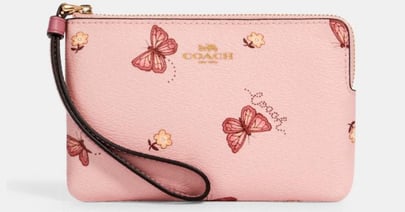 Coach Corner Zip Wristlet Butterfly Print