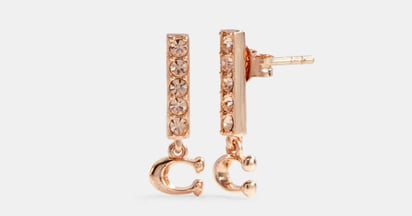 Coach Signature Pave Bar Stud Earrings