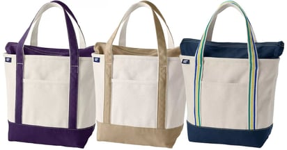 Lands’ End Natural Zip Top Canvas Tote Bag