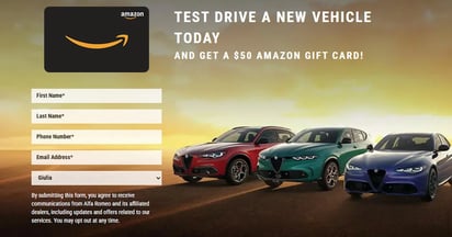 Alfa Romeo Test Drive Amazon Gift Card