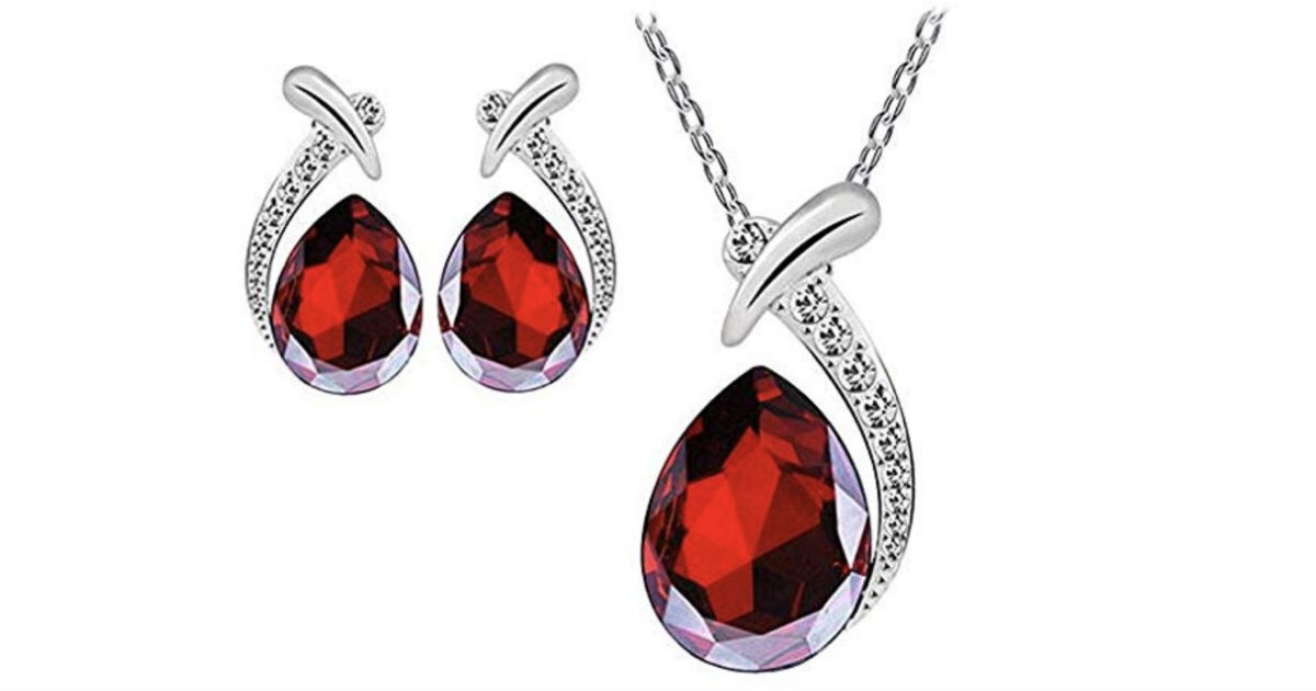 Crystal Pendant Necklace Earrings ONLY $4.98 Shipped at Amazon