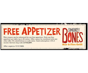 Smokey bones deals coupons