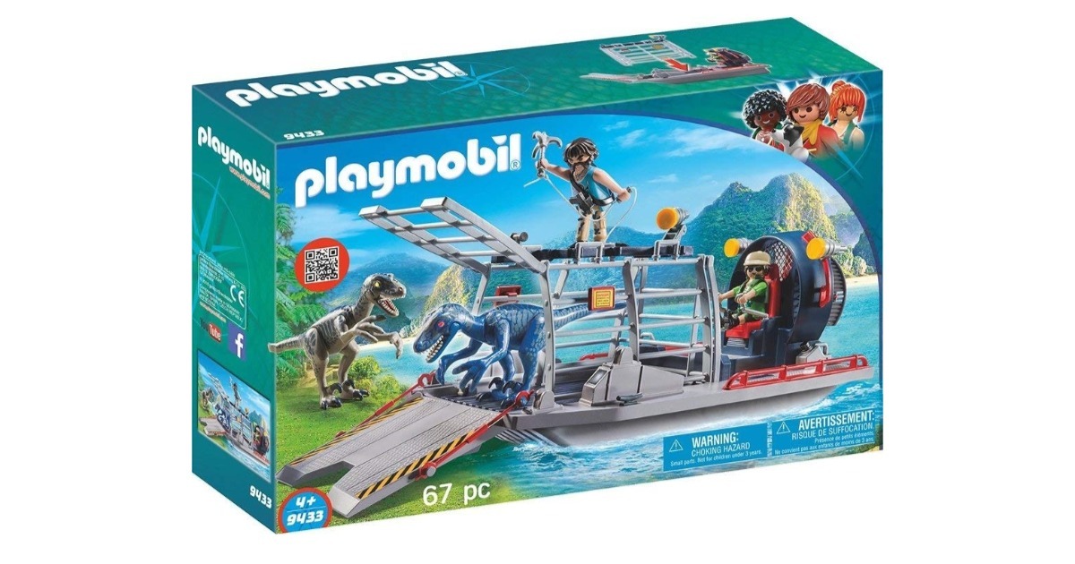 playmobil enemy airboat with raptor building set