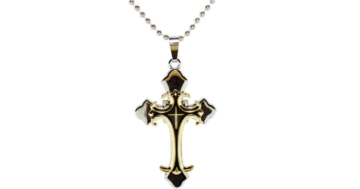 Silver and Gold Cross Necklace ONLY $1.96 Shipped