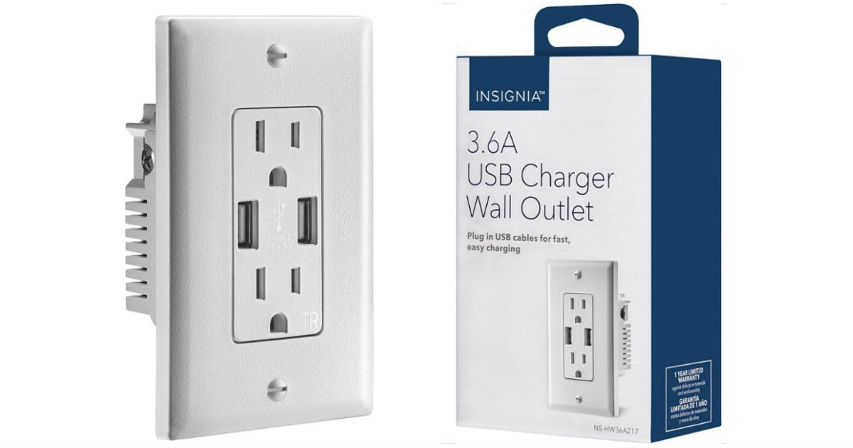 Insignia 3.6A USB Charger Wall Outlet ONLY $9.99 (Reg $30)