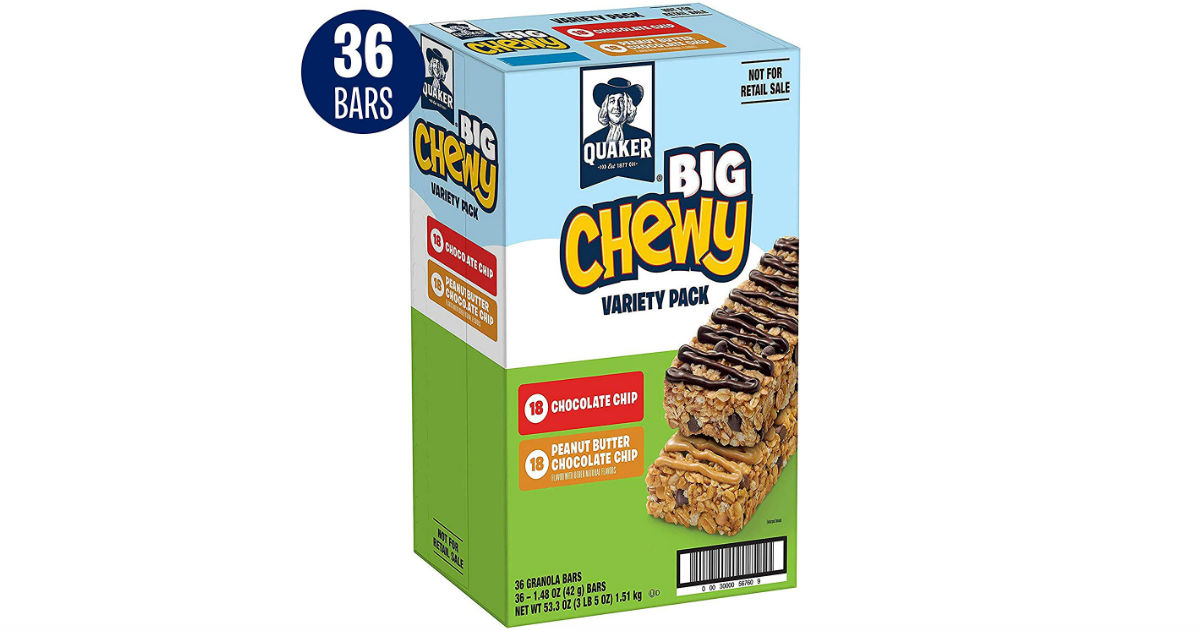 Quaker Big Chewy Granola Bars 36-Ct Variety Pack ONLY $9.56 