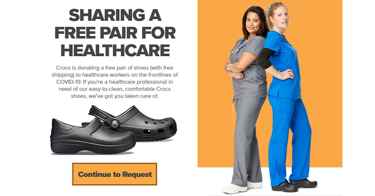 free pair of crocs for nurses