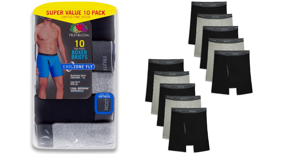 Fruit of the Loom Men's Boxer Briefs 10-Pk ONLY $12.79 at Target