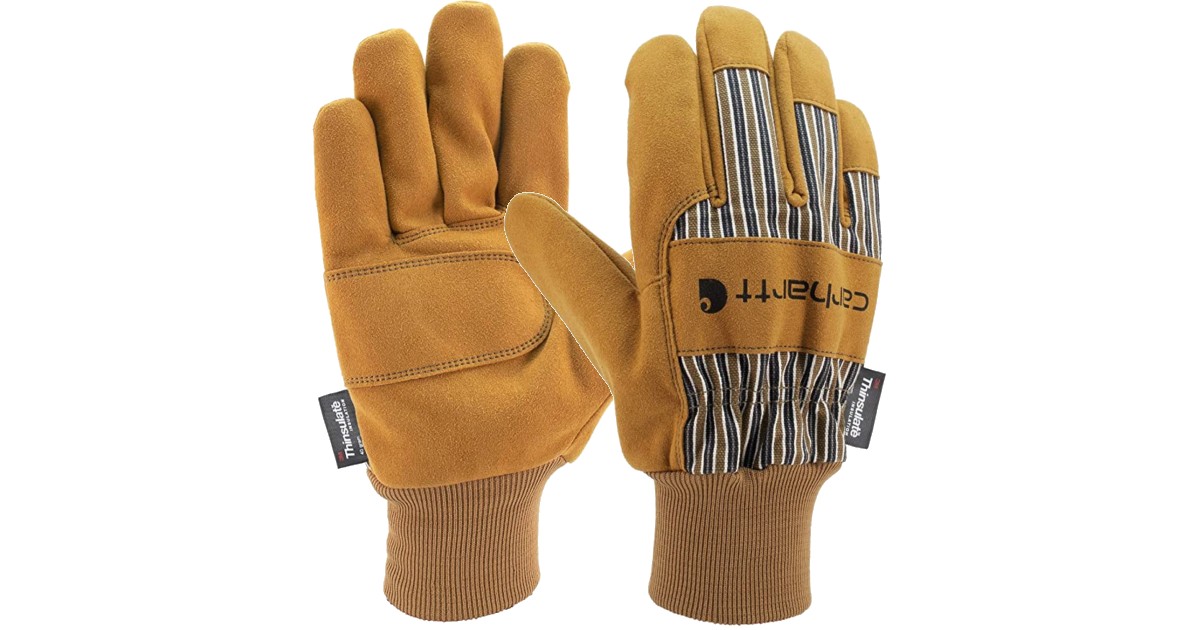 carhartt men's insulated suede work glove with knit cuff