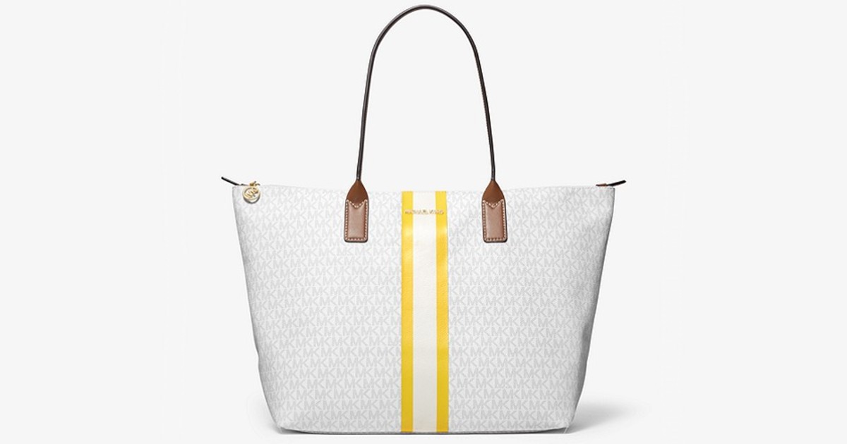 michael kors large logo stripe tote