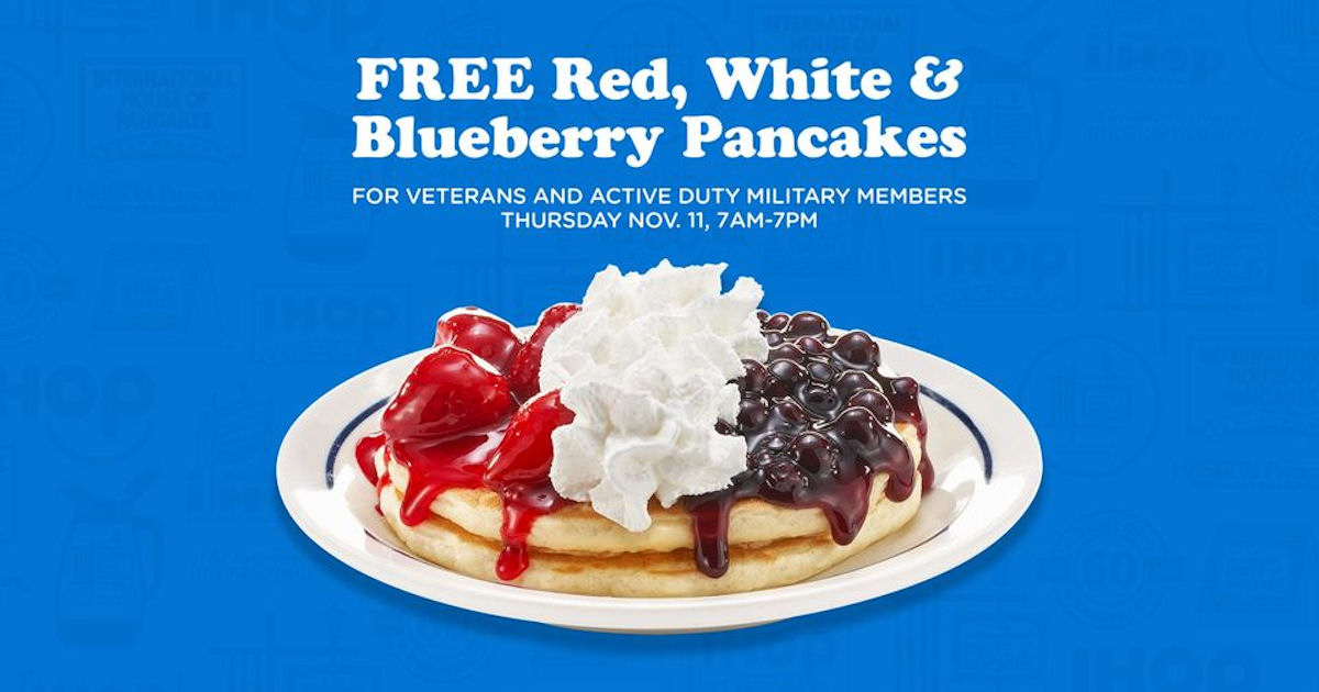 Free Red, White, & Blue Pancakes at IHOP on Veterans Day Free Product