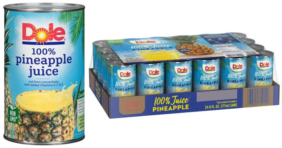 Dole All Natural 100% Pineapple Juice 14 Cans