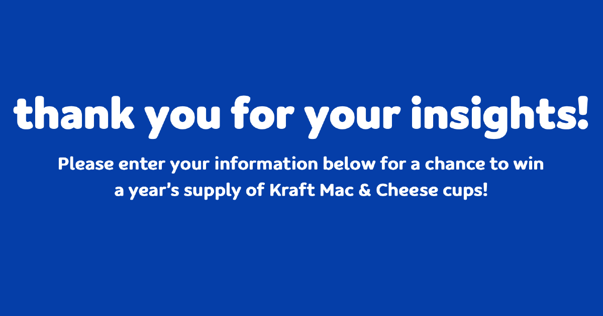 Kraft Mac & Cheese Sampling Survey Sweepstakes