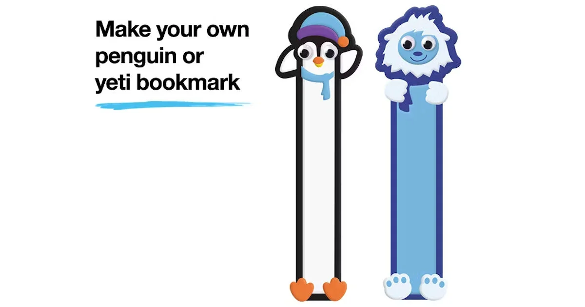 JCPenney Penguin or Yeti Bookmark Craft